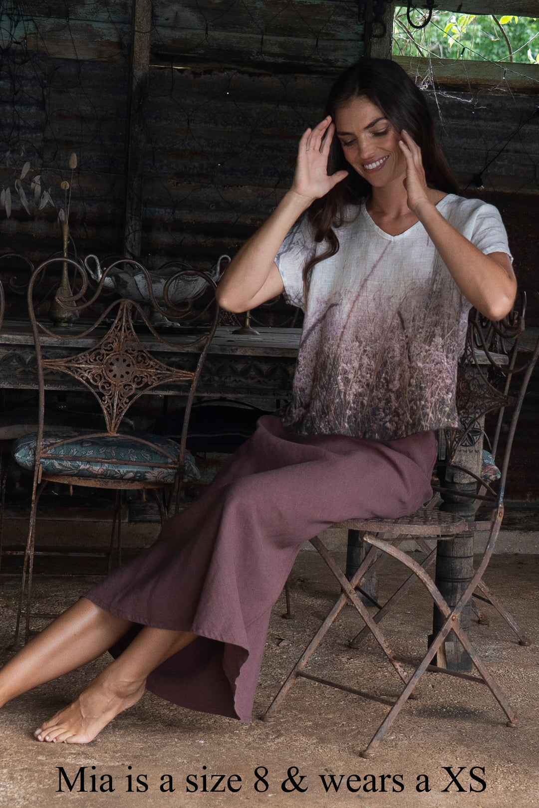 FLOWERING  GRASS LINEN TOP