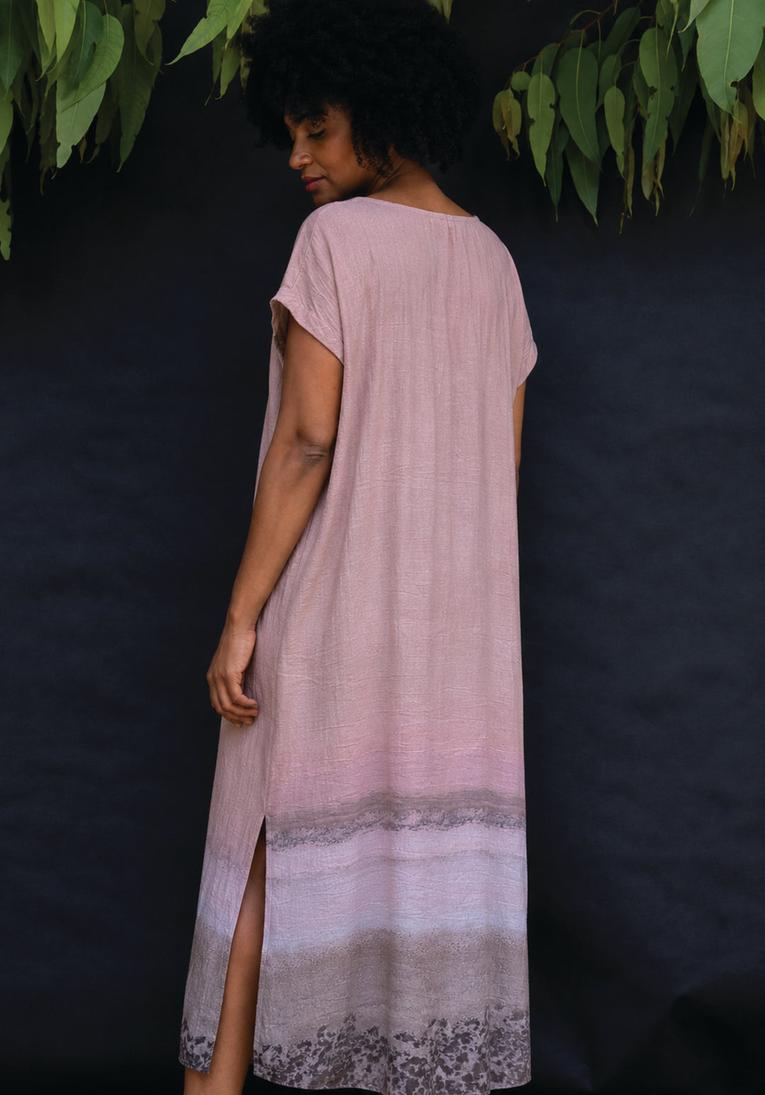 PINK SALT LAKE MAXI KAFTAN LINEN TENCEL