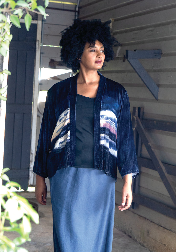 REFLECTIONS SILK VELVET KIMONO