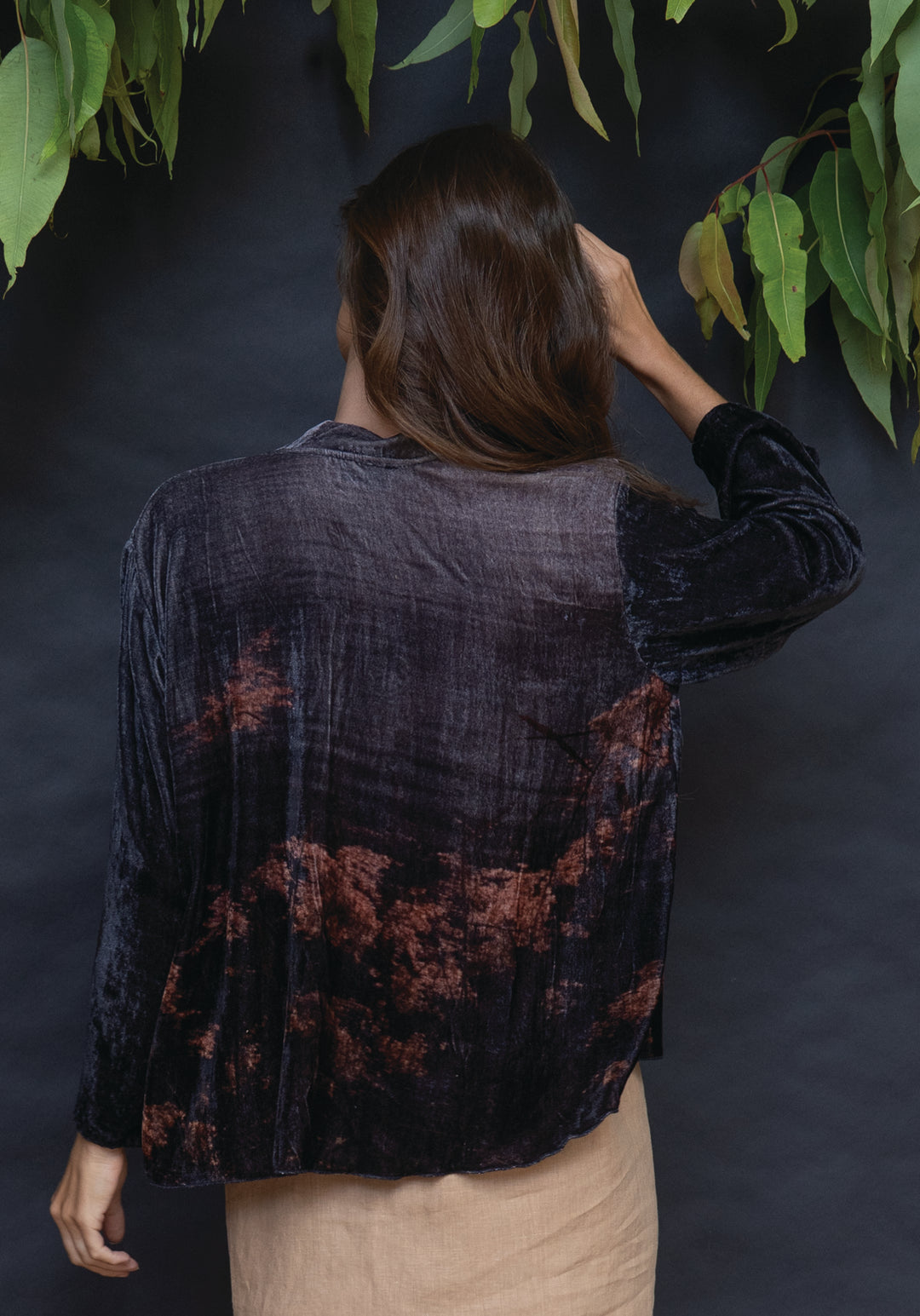 RIVER REEDS SILK VELVET KIMONO