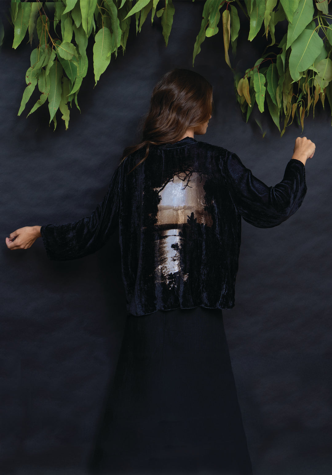 SEPIA SUNSET SILK VELVET KIMONO