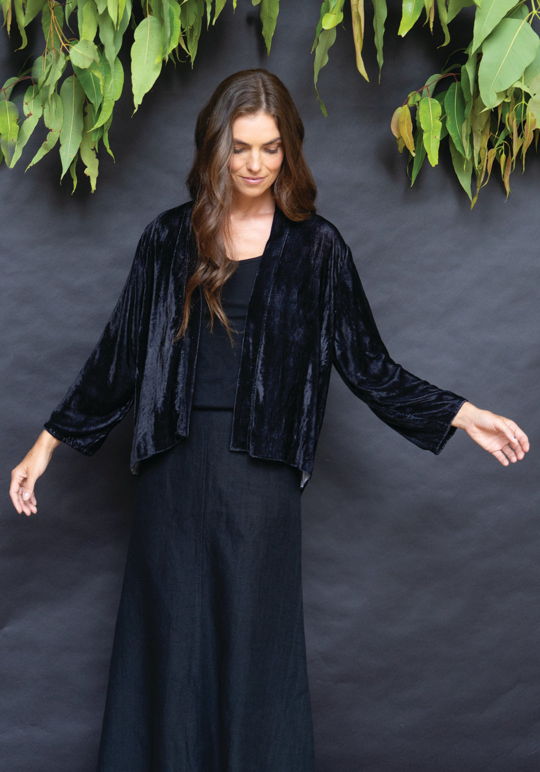 SEPIA SUNSET SILK VELVET KIMONO