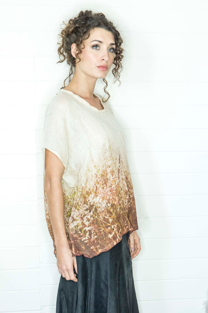 FLOWERING  GRASS LINEN TOP