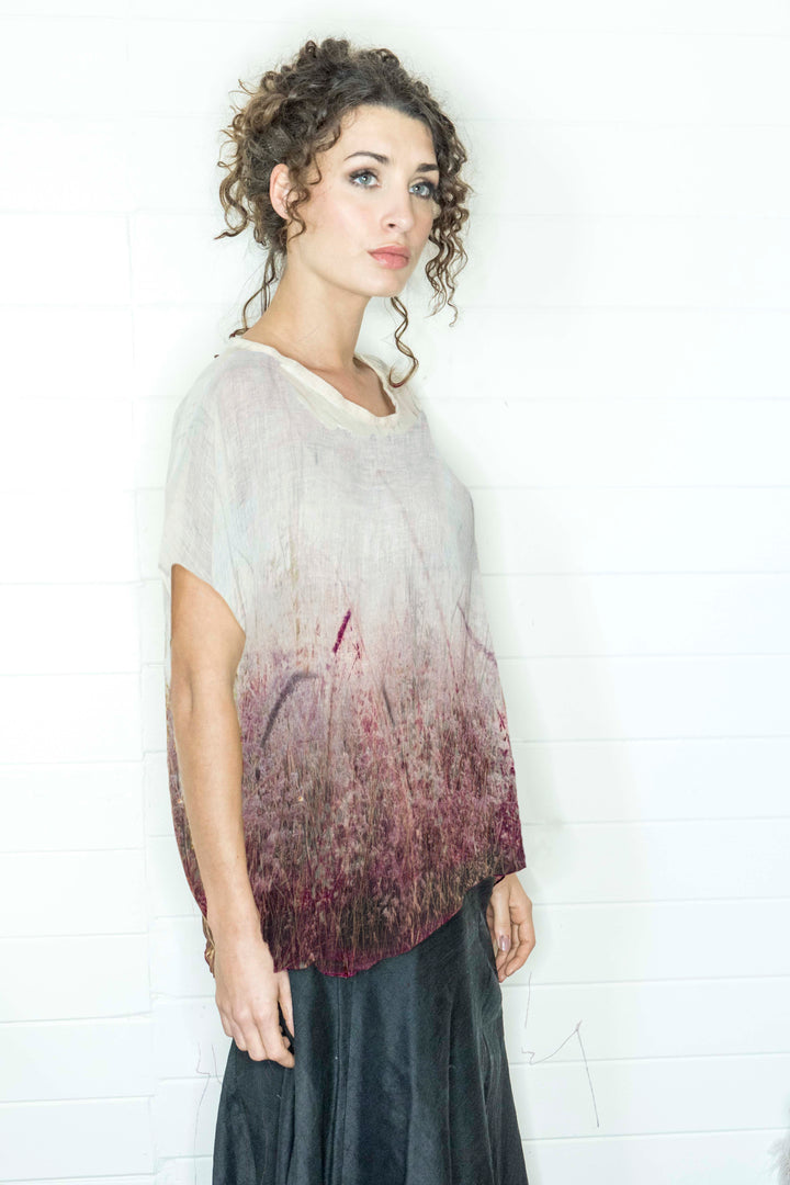 FLOWERING  GRASS LINEN TOP