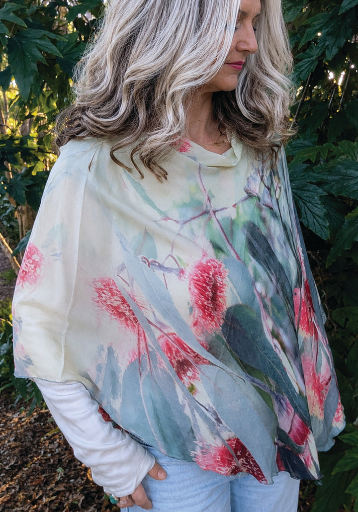 SILVER PRINCESS WOOL & SILK PONCHO