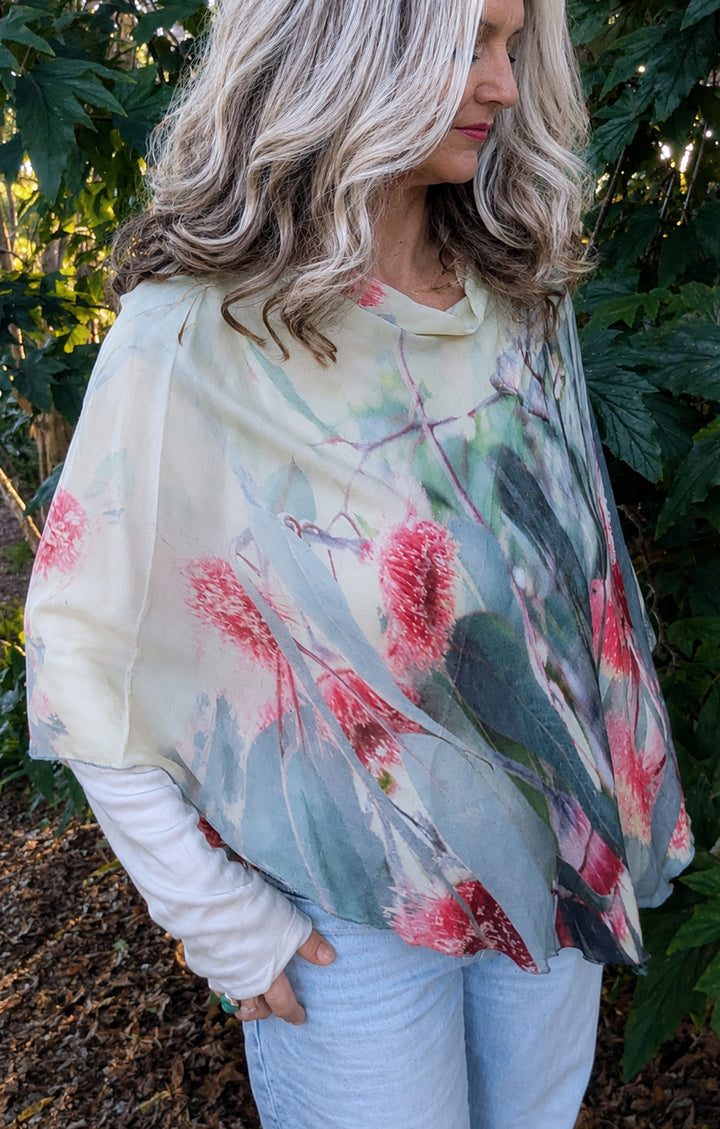 SILVER PRINCESS WOOL & SILK PONCHO