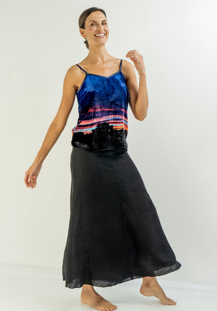 BLACK LINEN SKIRT