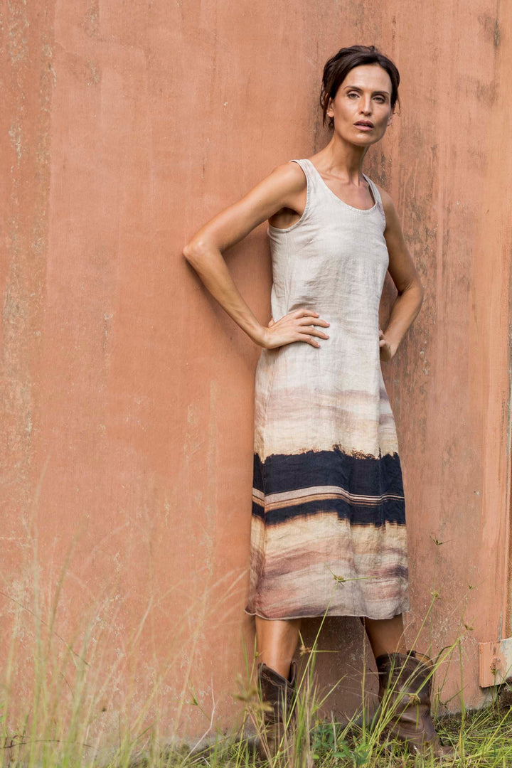 BLUSH SUNSET LINEN TANK DRESS