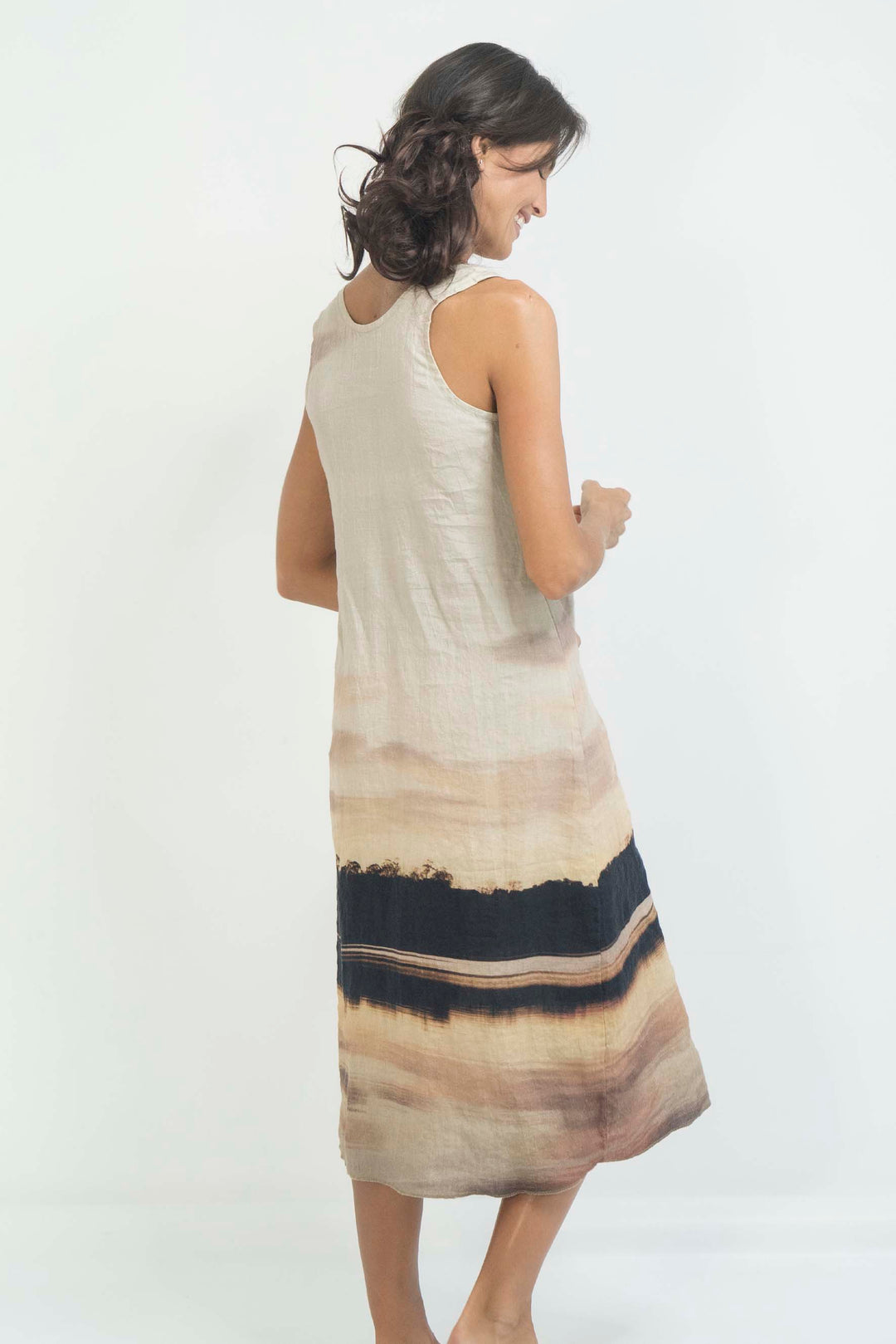 BLUSH SUNSET LINEN TANK DRESS