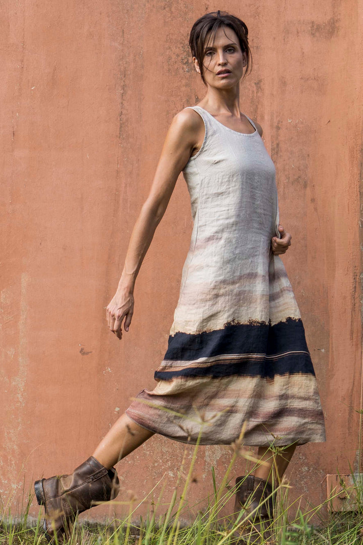BLUSH SUNSET LINEN TANK DRESS