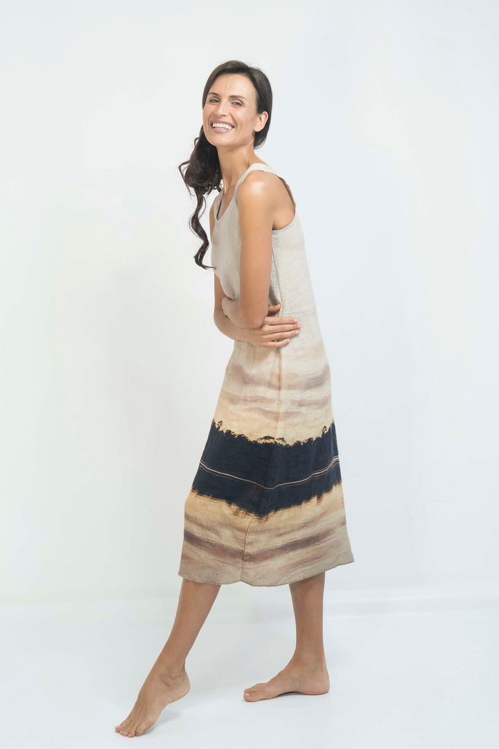 BLUSH SUNSET LINEN TANK DRESS