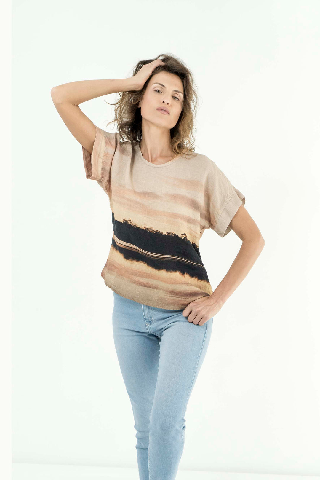 BLUSH SUNSET LINEN TSHIRT