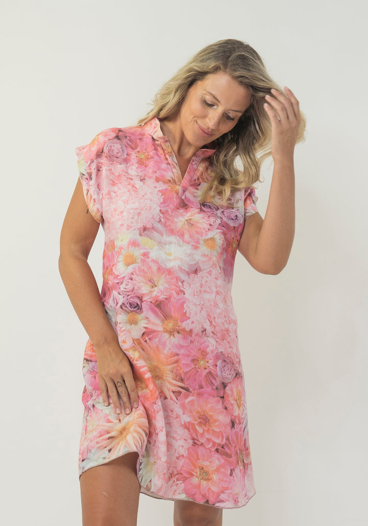 DAHLIAS & ROSES HEMP DRESS