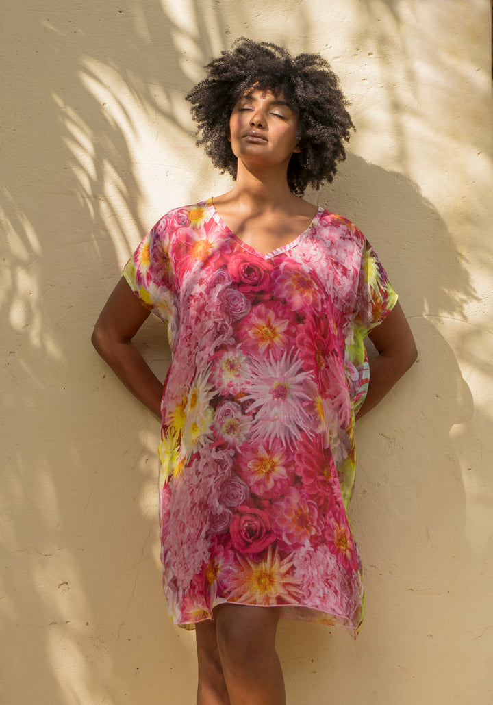 DAHLIAS LINEN KAFTAN