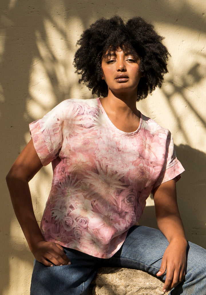 DAHLIAS LINEN TSHIRT