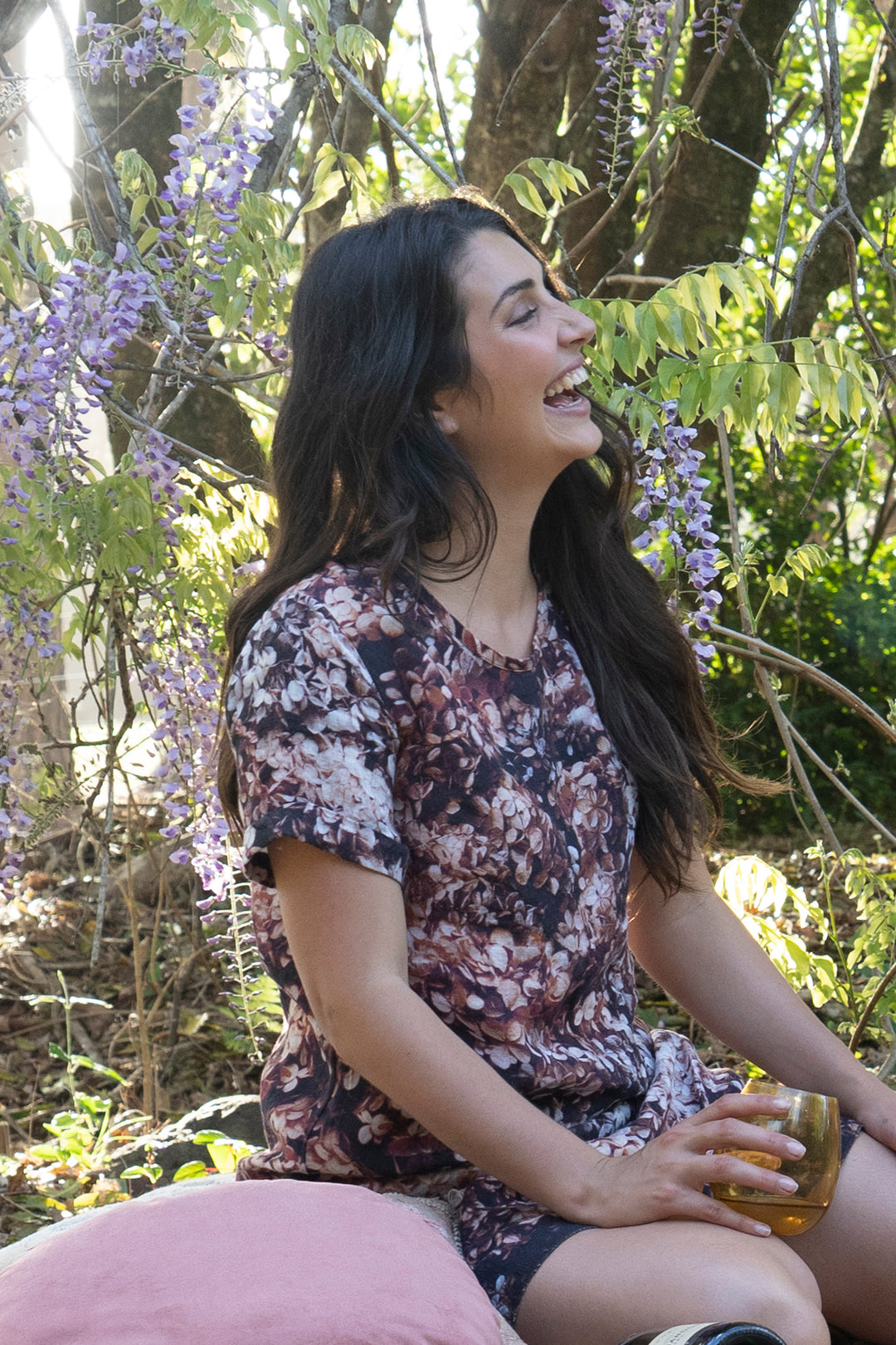 DRIED HYDRANGEAS LINEN SHIFT DRESS