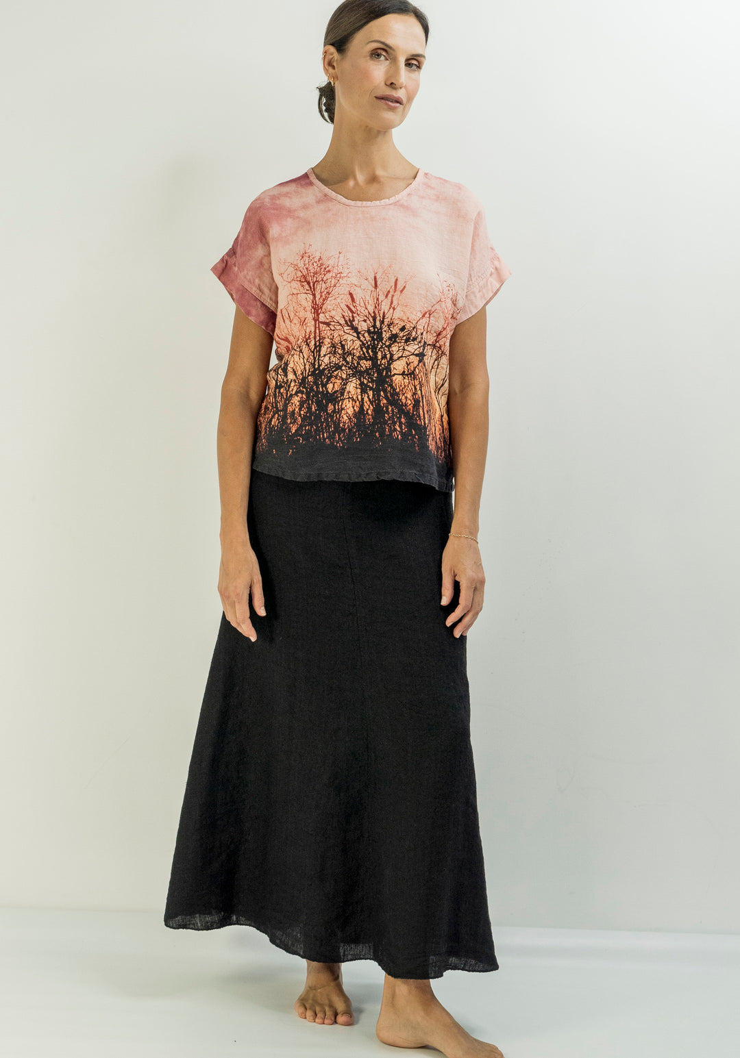 BLACK LINEN SKIRT