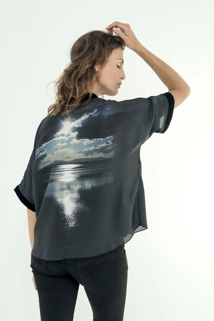 MIDNIGHT SUNSET SILK KIMONO