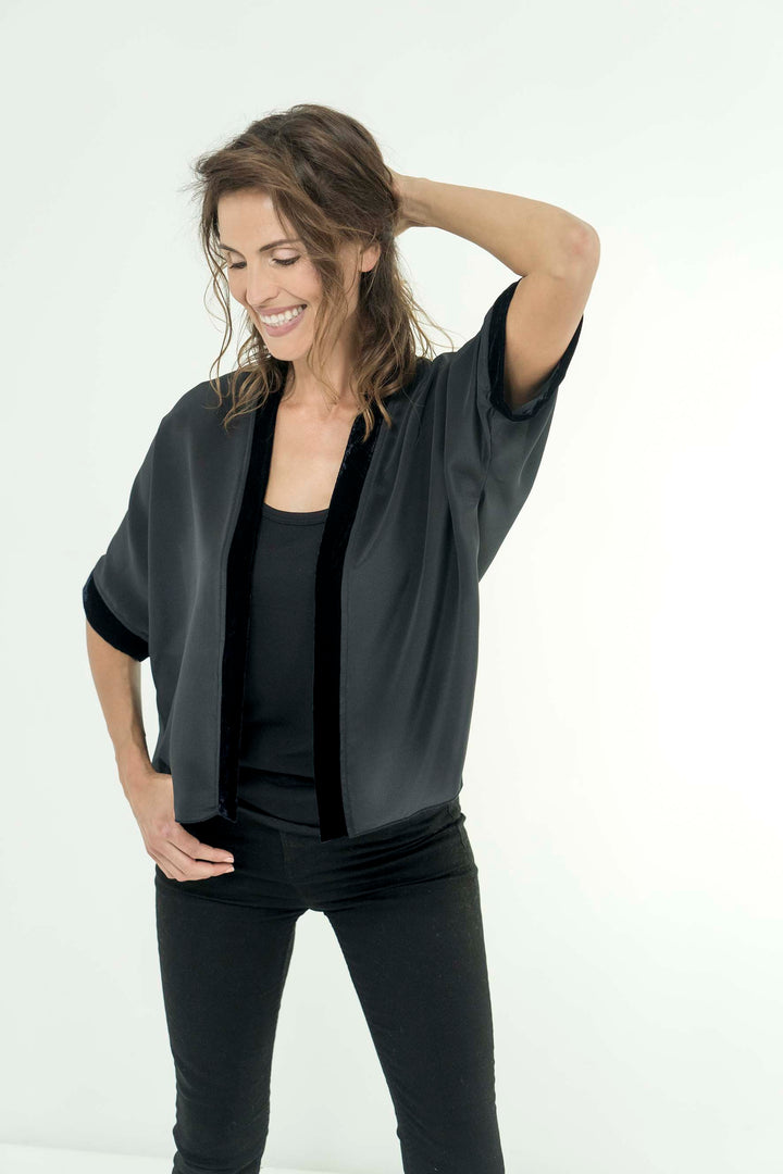 MIDNIGHT SUNSET SILK KIMONO