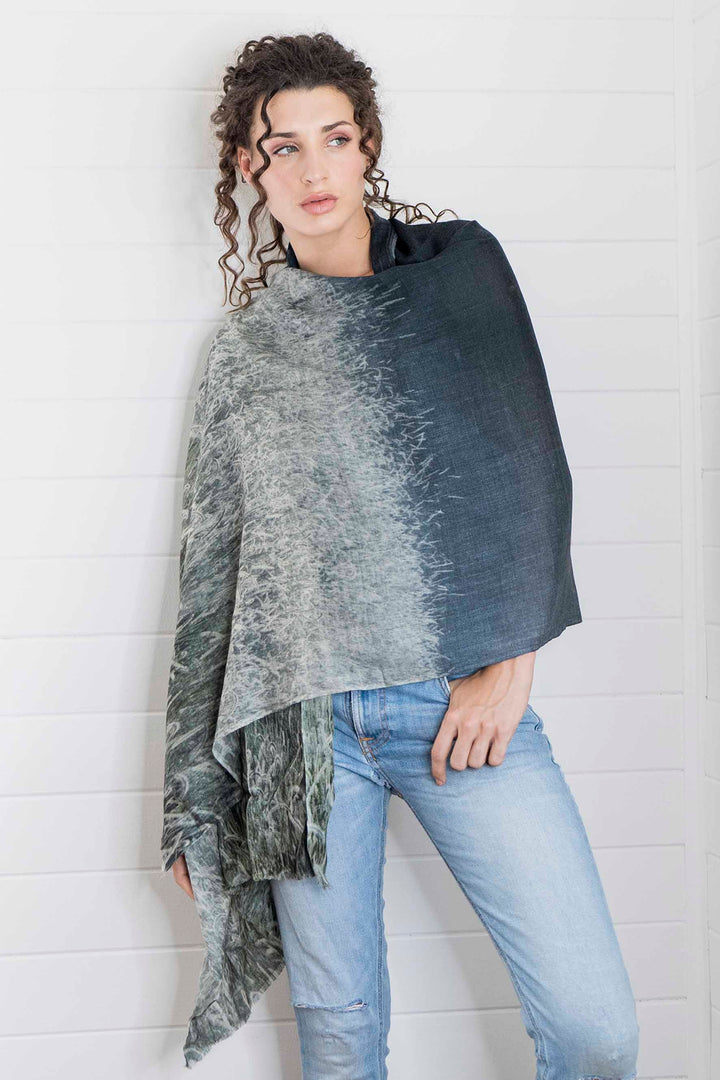 MORNING GRASSES WOOL & SILK SCARF