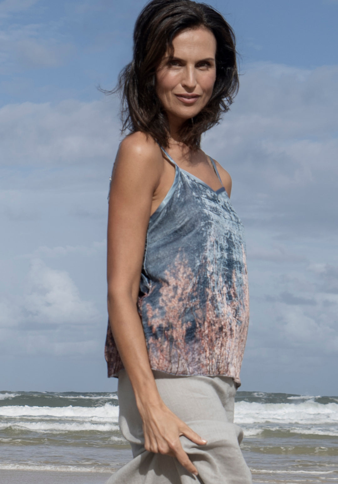 OCEAN VIEWS SILK VELVET CAMI