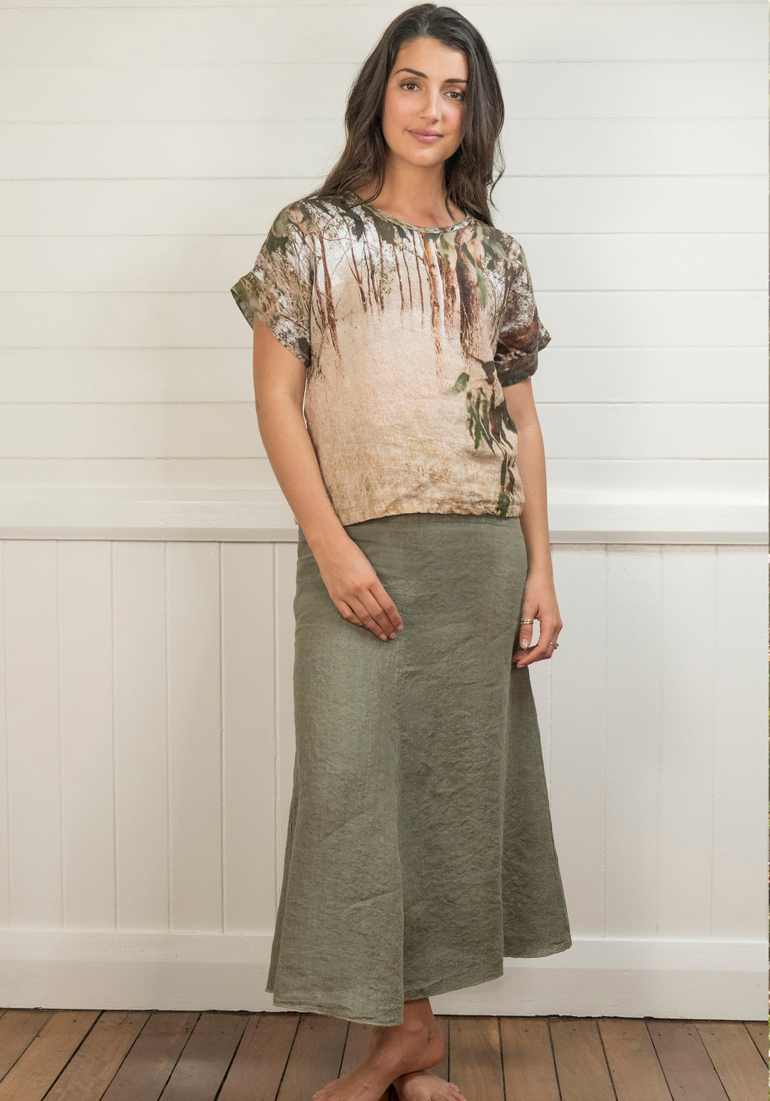 OLIVE LINEN SKIRT