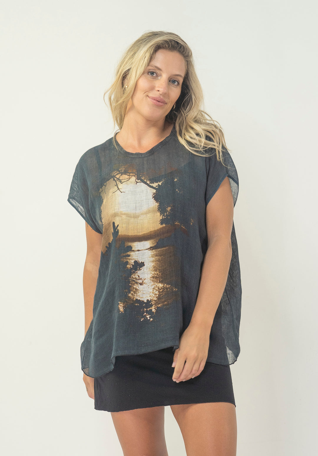 SEPIA SUNSET LINEN TOP