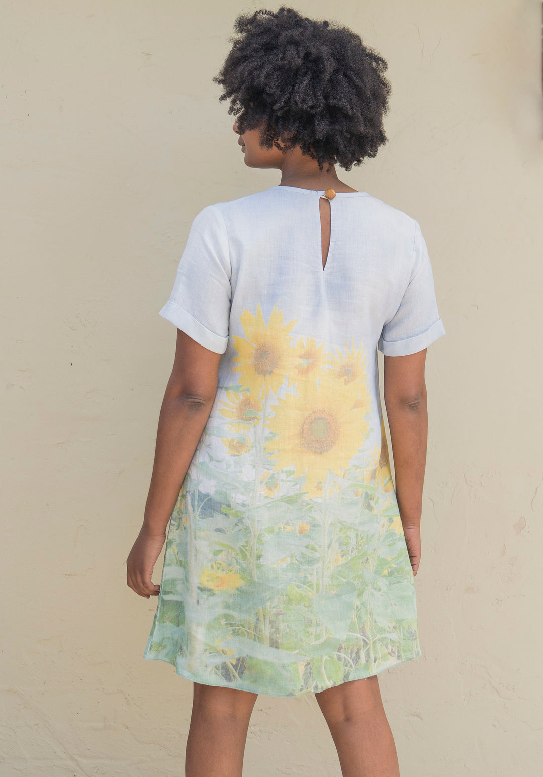 SUNFLOWER LINEN SHIFT DRESS